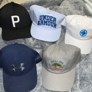 Golf hat lot, 5 golf hats, 3/5 are new